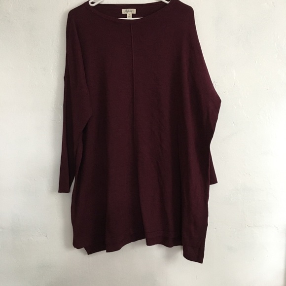 Style & Co Tunic Top Sweater Plus Size Seam Long Sleeve Berry Jam burgundy - Picture 7 of 8